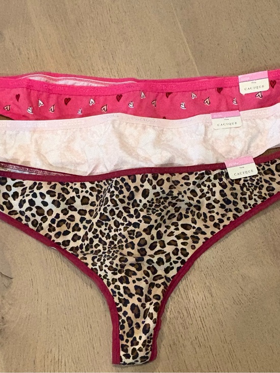 Cacique Other - Cacique Women’s Pink, Light Pink & Leopard Print Thong - Trio